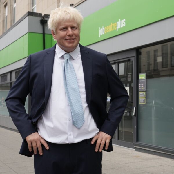 Boris Johnson's Madame Tussauds Wax Statue Now Stands Outside A Job Centre